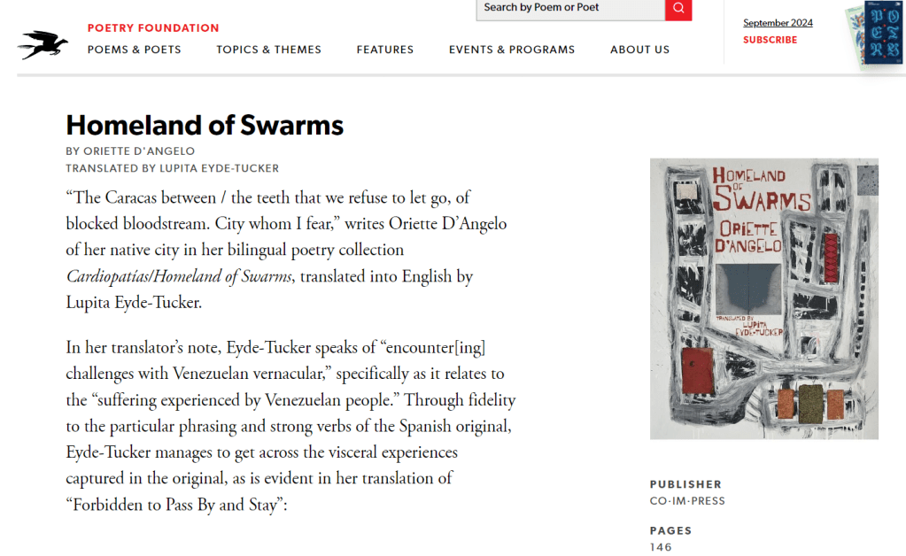 Screenshot of Poetry Foundation website